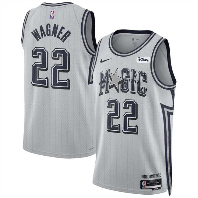 Mens Orlando Magic #22 Franz Wagner Silver 2024-25 City Edition Stitched Jersey Dzhi